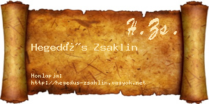 Hegedűs Zsaklin névjegykártya