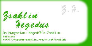 zsaklin hegedus business card